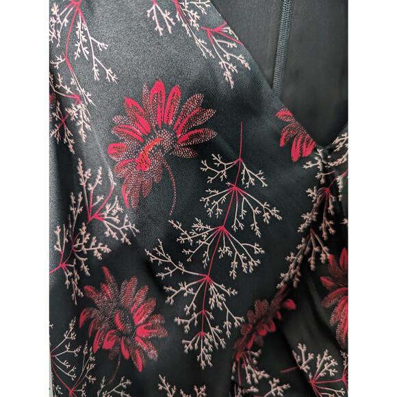 Cinq à Sept Kacy Midi Dress Floral Faux Wrap Silky Black Pink NWT Size 2 - Picture 8 of 14